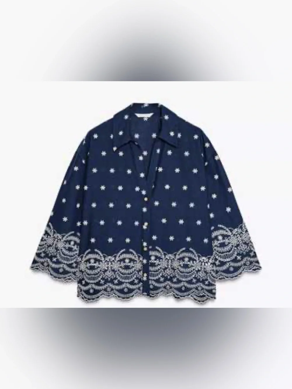 Zara Embroidered Eyelet Cotton Blouse Size Small - Picture 1 of 9